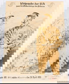 WWII SA POSTER GIFT FOR THE FÜHRER'S 46TH BIRTHDAY