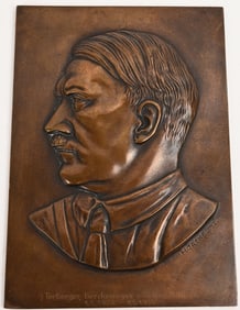 WWII NAZI GERMAN ADOLF HITLER BRONZE PLAQUE WW2