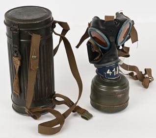 WWII NAZI GERMAN M30 GASMASK & CANISTER 1940 DATE