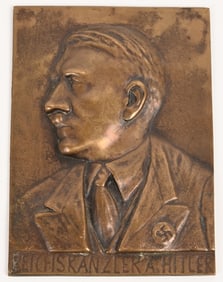 WWII NAZI GERMAN ADOLF HITLER BRONZE WALL PLAQUE
