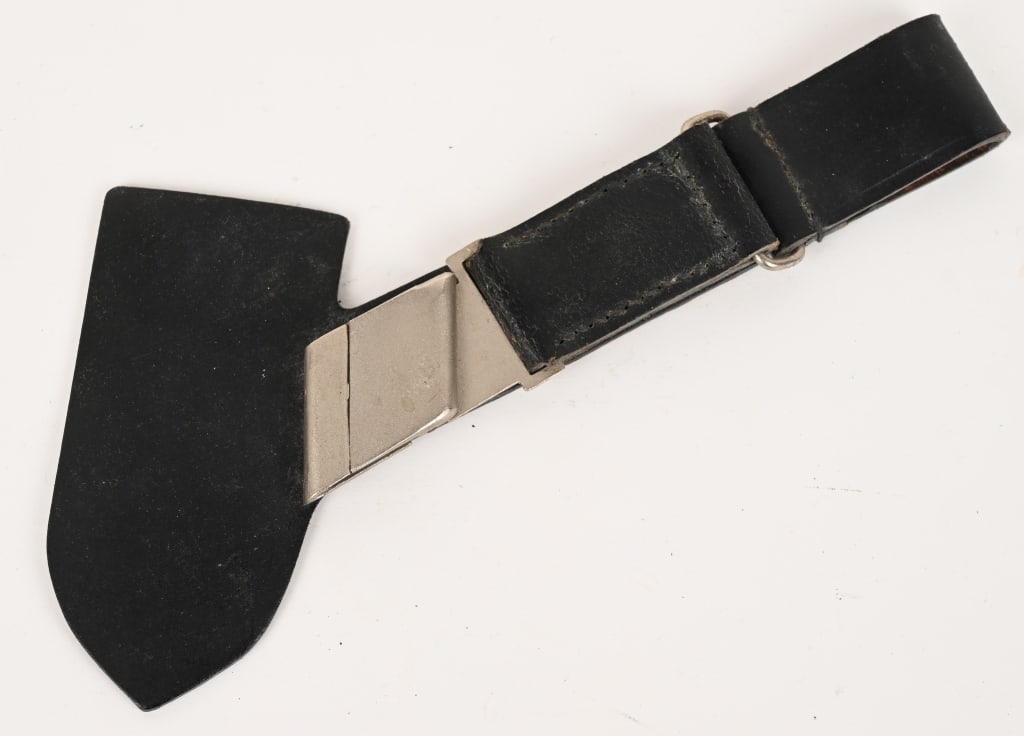 WWII NAZI GERMAN RAD DAGGER LEATHER HANGER WW2: Dagger hanger in excellent condition. It Consists of a leather body and nickel fittings. Reverse is maker marked and dated 1941. Excellent. Introduced in August 1934 for wear by ranks of Truppfüh