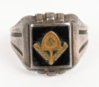 WWII NAZI GERMAN RAD MENS RING W SPADE & SWASTIKA