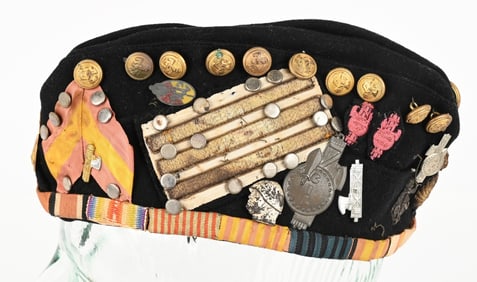 WW2 ITALIAN FASCIST G.I.L.OVERSEAS CAP WITH MEDALS