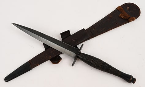 WWII BRITISH FAIRBAIRN SYKES BEADED & ROPED KNIFE