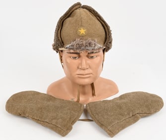 WWII IMPERIAL JAPANESE EM/NCO'S WINTER CAP GLOVES