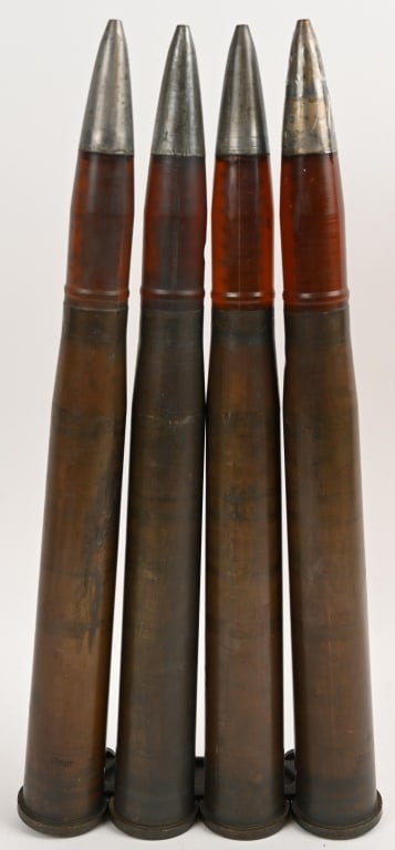 BOFORS 40MM GUN SHELLS WITH CLIP: Totally inert and demilitarized according to BATF guidelines with hollow body and inert fuses. These pieces of ordance cannot be converted to an explosive devise and are not available for export. Thes