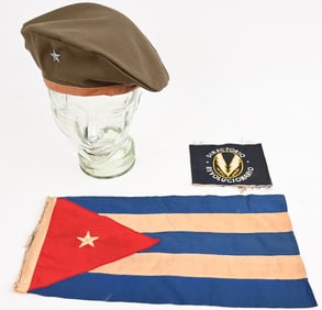 CUBAN REVOLUTION FLAG BERET & ARMBAND GROUPING