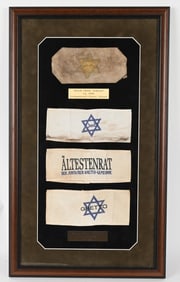 FRAMED WWII NAZI REPO JEWISH GHETTO ARMBANDS WW2