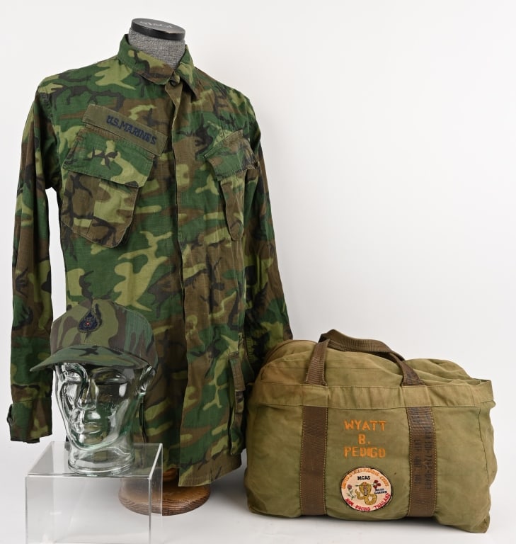 VIETNAM MARINE CORPS PATCHED FLIGHT BAG EDRL SHIRT (1 of 14)