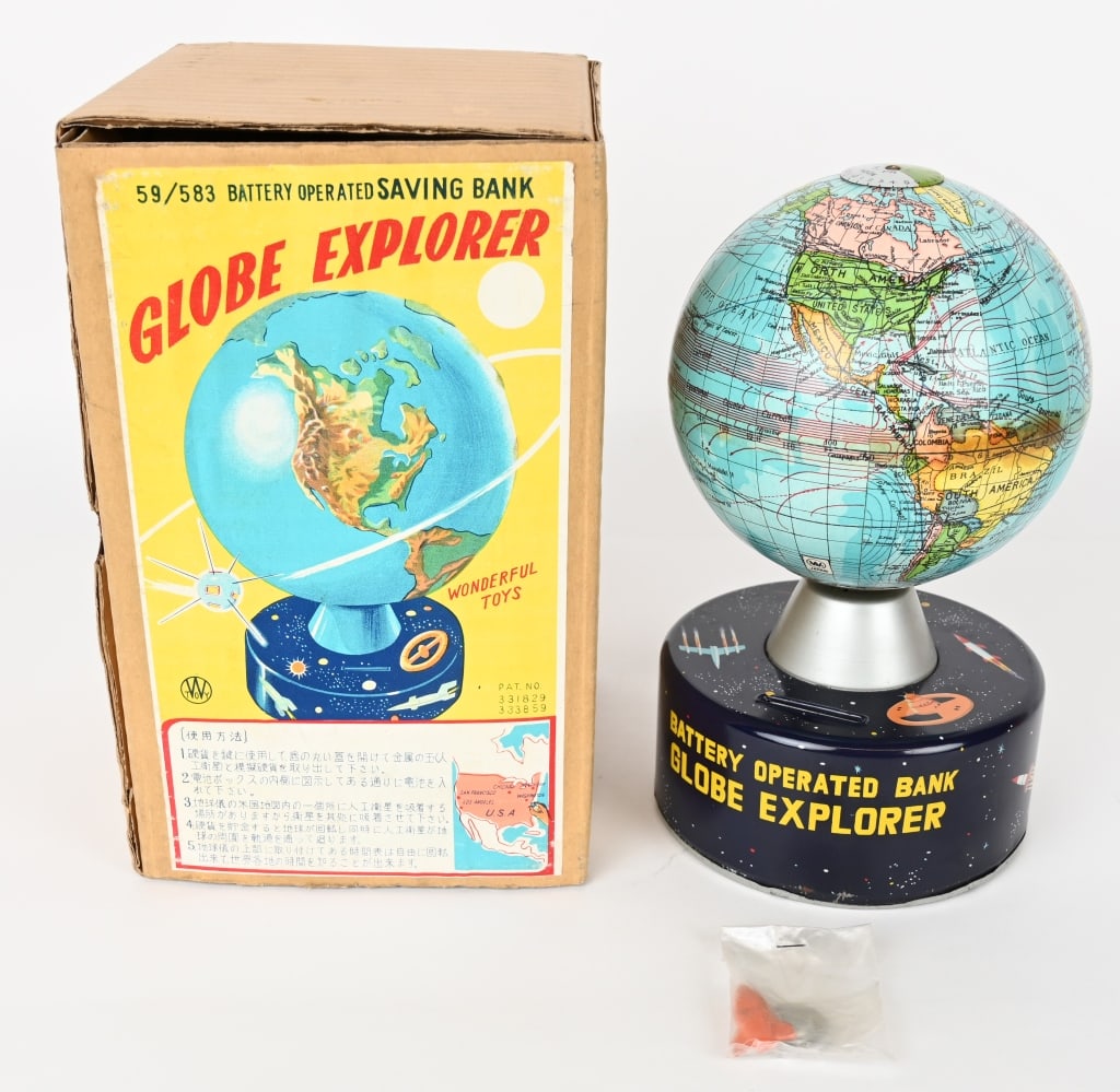 JAPAN BATTERY OP GLOBE EXPLORER BANK w/ BOX (1 of 8)