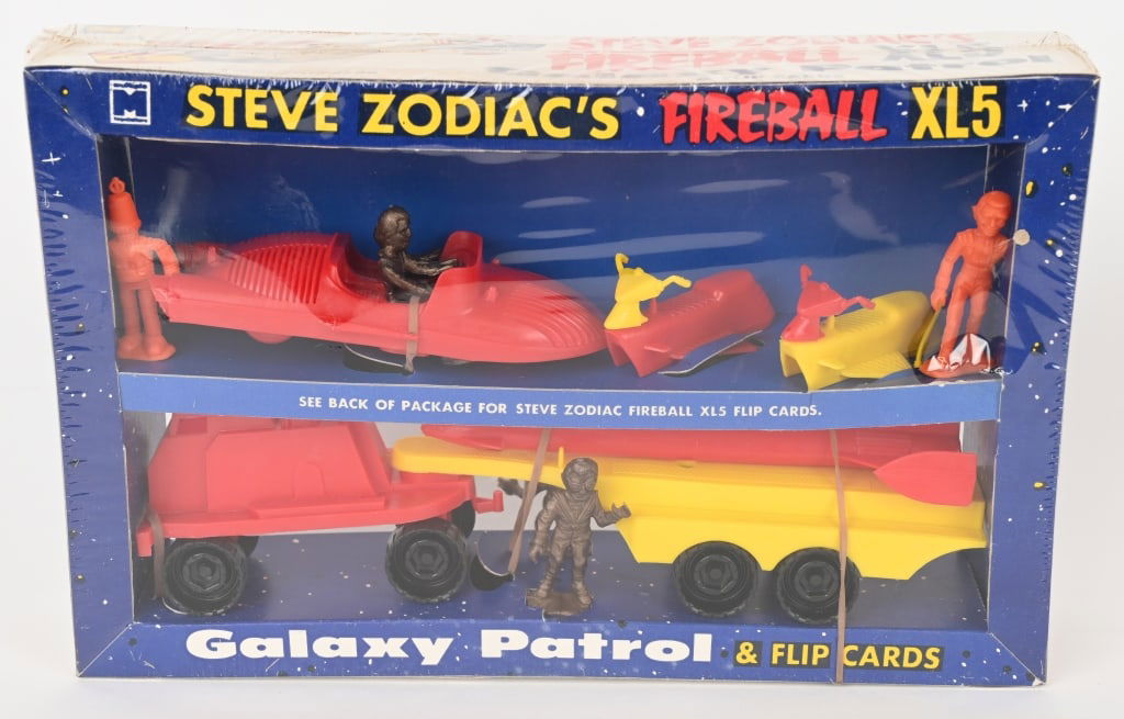 STEVE ZODIAC'S FIREBALL XL5 GALAXY PATROL MIB: Multiple Steve Zodiac's Fireball XL5 Galaxy Patrol. Set is new old stock sealed in Box. 12" Excellent