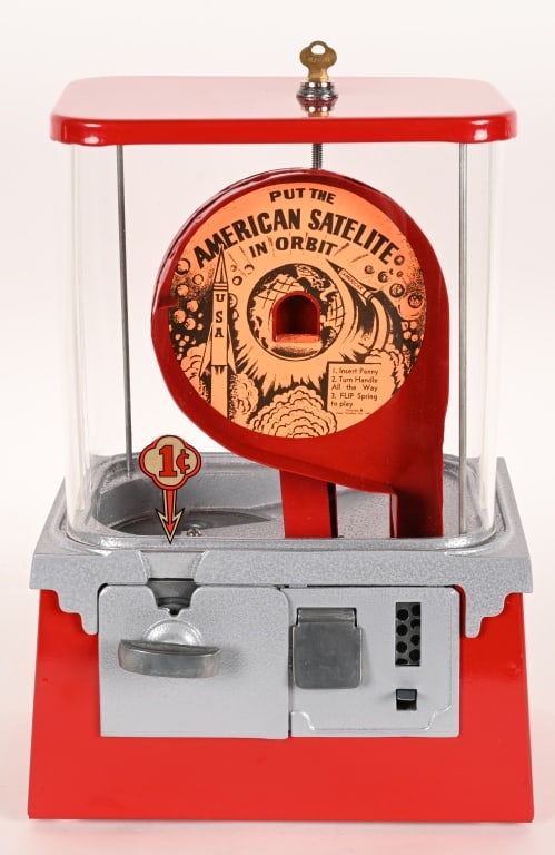 1c AMERICAN SATELITE IN ORBIT GUMBALL MACHINE (1 of 4)