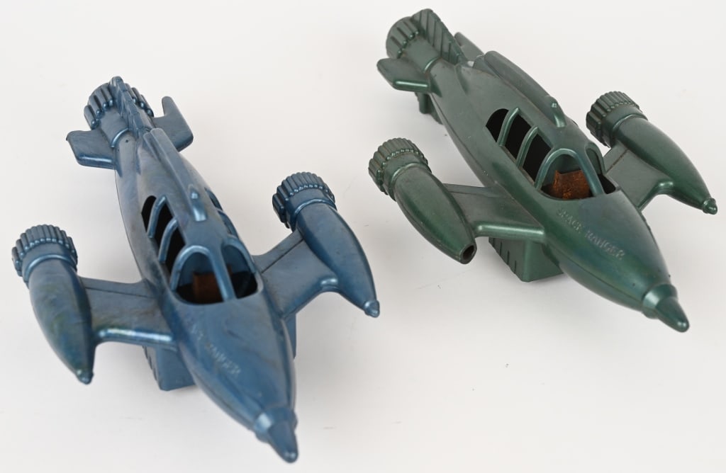 2- MOLDEX SPACE RANGER Z-010 SPACE ROCKET: 2- Australian Moldex Space Ranger Z-010 Space Rocket. Both all original in great shape. Both have broken rear fins. 11" Very Good