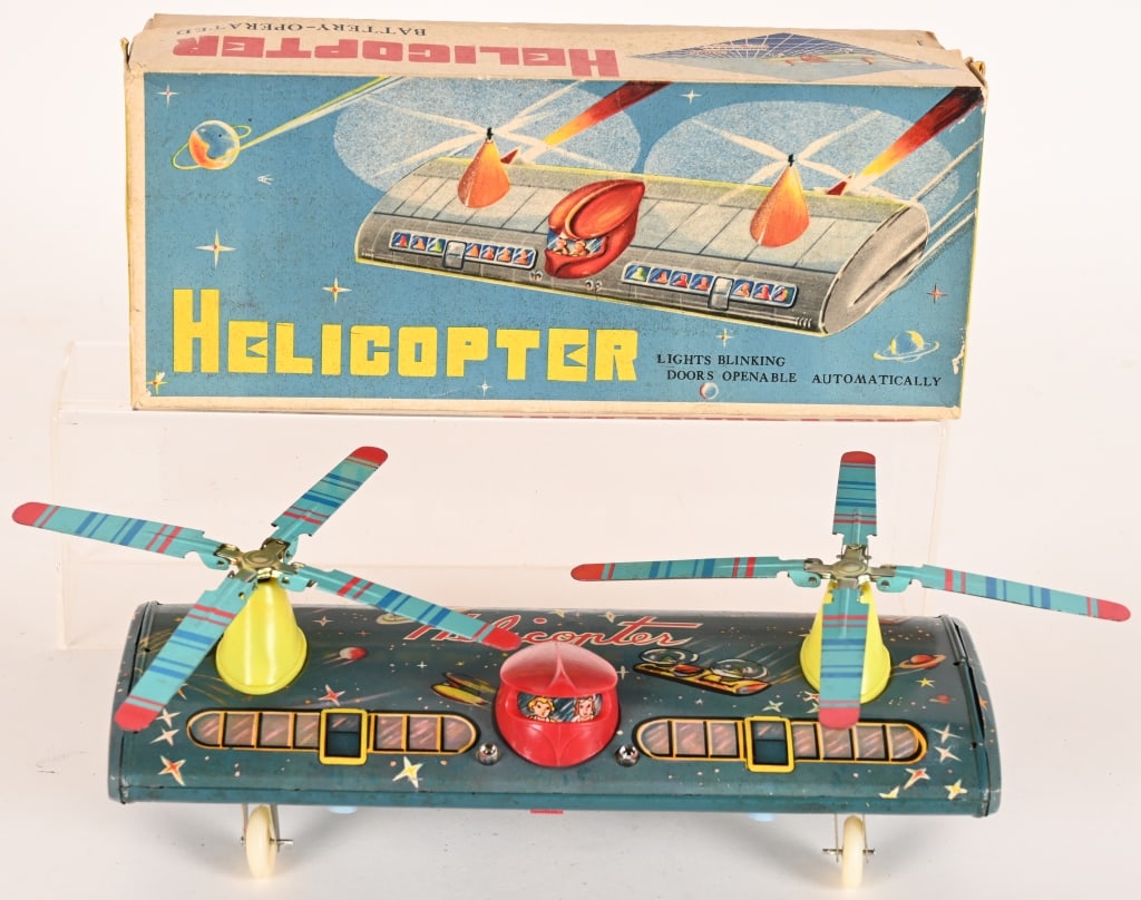 RED CHINA BATTERY OP SPACE HELICOPTER w/ BOX (1 of 7)