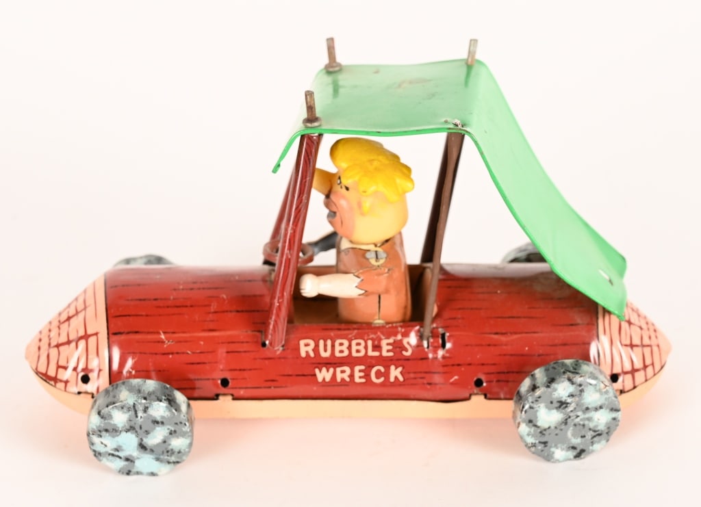 MARX TIN FRICTION RUBBLES WRECK: Marx tin friction Rubbles Wreck. Missing one pole for the roof. Friction works. 7 1/2" Very Good-Excellent