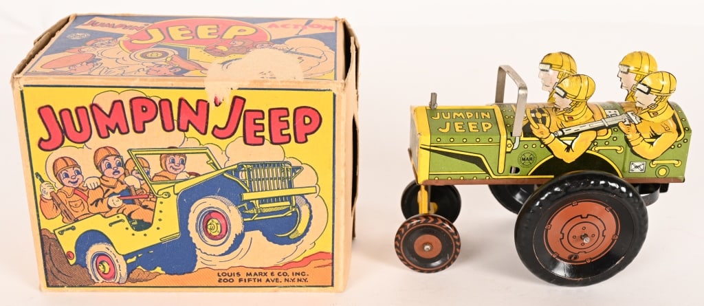 MARX TIN WINDUP JUMPIN JEEP w/ BOX (1 of 9)