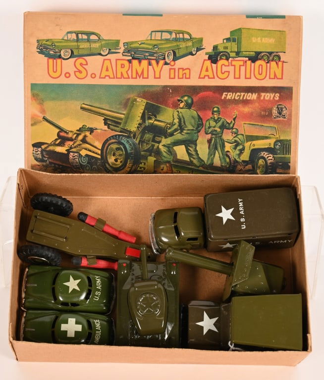 JAPAN TIN FRICTION US ARMY IN ACTION SET w/ BOX (1 of 5)