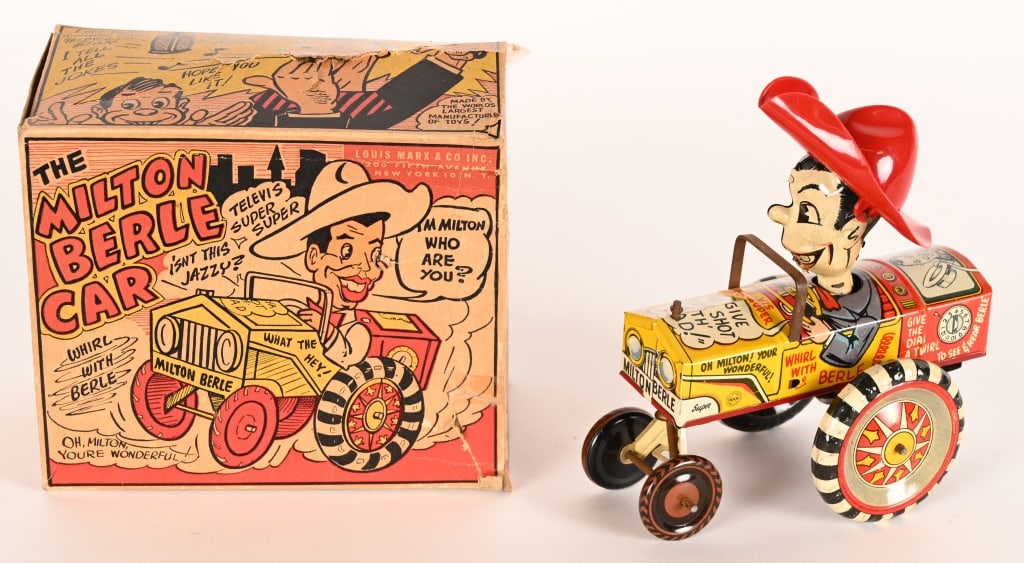 MARX TIN WINDUP MILTON BEREL CAR w/ BOX (1 of 8)