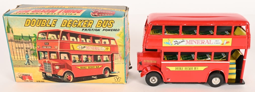 JAPAN TIN FRICTION DOUBLE DECKER BUS w/ BOX (1 of 7)