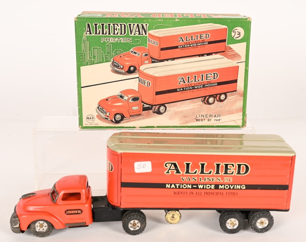 LINEMAR TIN FRICTION ALLIED VAN LINE TRUCK w/ BOX (1 of 7)