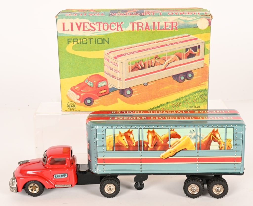 LINEMAR TIN FRICTION LIVESTOCK TRUCK w/ BOX (1 of 8)
