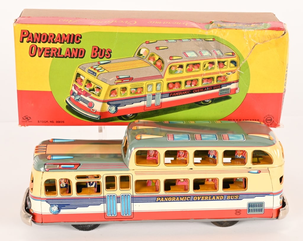 MARUSAN TIN FRICTION PANORAMIC OVERLAND BUS w/BOX (1 of 9)