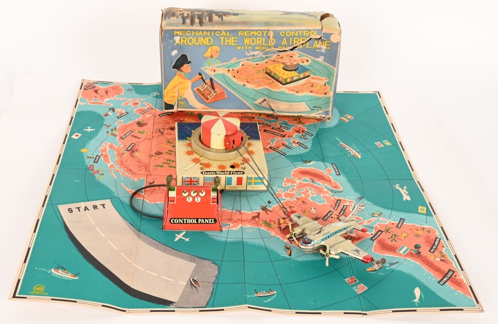 LINEMAR WINDUP AROUND THE WORLD AIRPLANE w/ BOX (1 of 9)