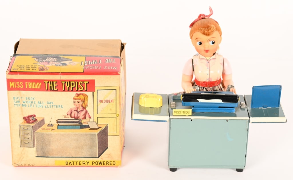JAPAN BATTERY OP MISS FRIDAY TYPIST w/ BOX: All original in great shape. Worked when tested. Boxed 7" Excellent