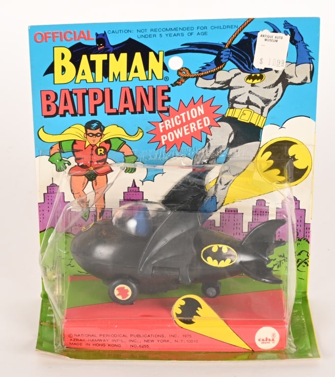 1975 AHI BATMAN BATPLANE MOC: AHI Batman Batplane. New Old Stock on Card. 8"