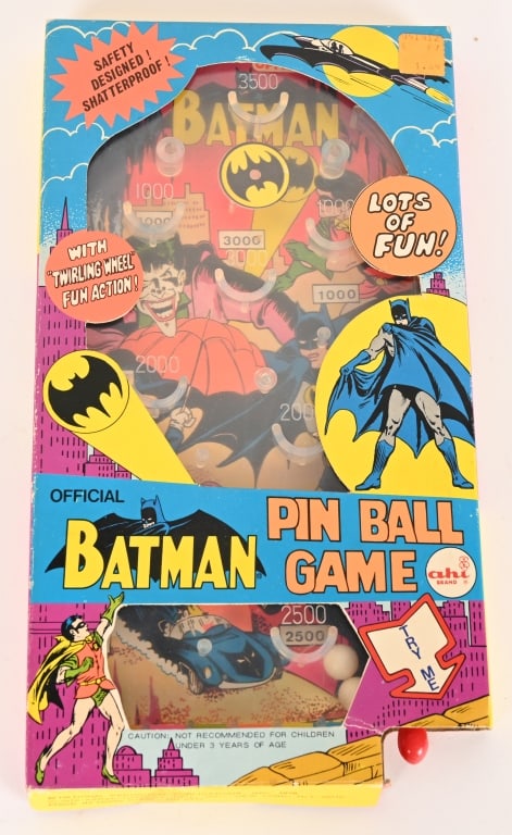 1976 AHI BATMAN PINBALL MIB: AHI Batman Pin Ball Game. new Old Stock in Box. 11 1/2" Excellent