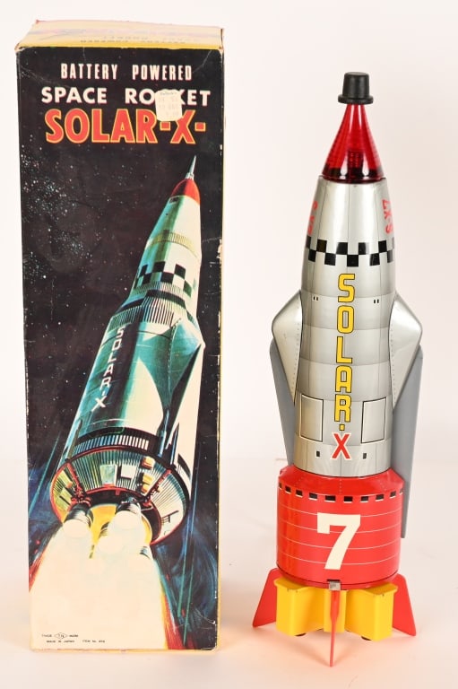 JAPAN BATTERY OP SPACE ROCKET SOLAR X w/ BOX (1 of 8)