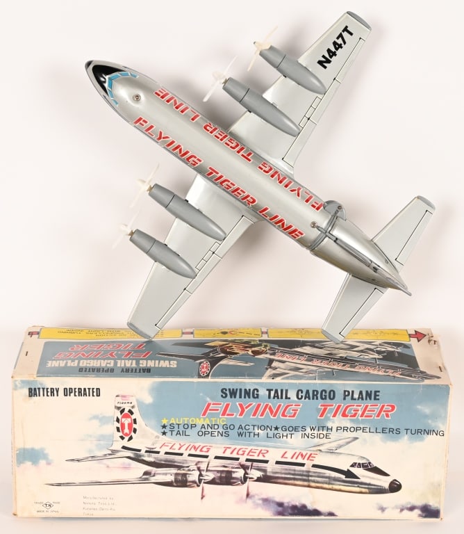 JAPAN BATTERY OP FLYING TIGER CARGO PLANE w/ BOX (1 of 10)