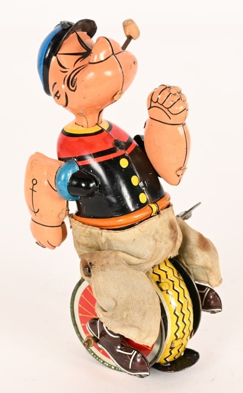 LINEMAR TIN WINDUP POPEYE ON UNICYCLE (1 of 4)
