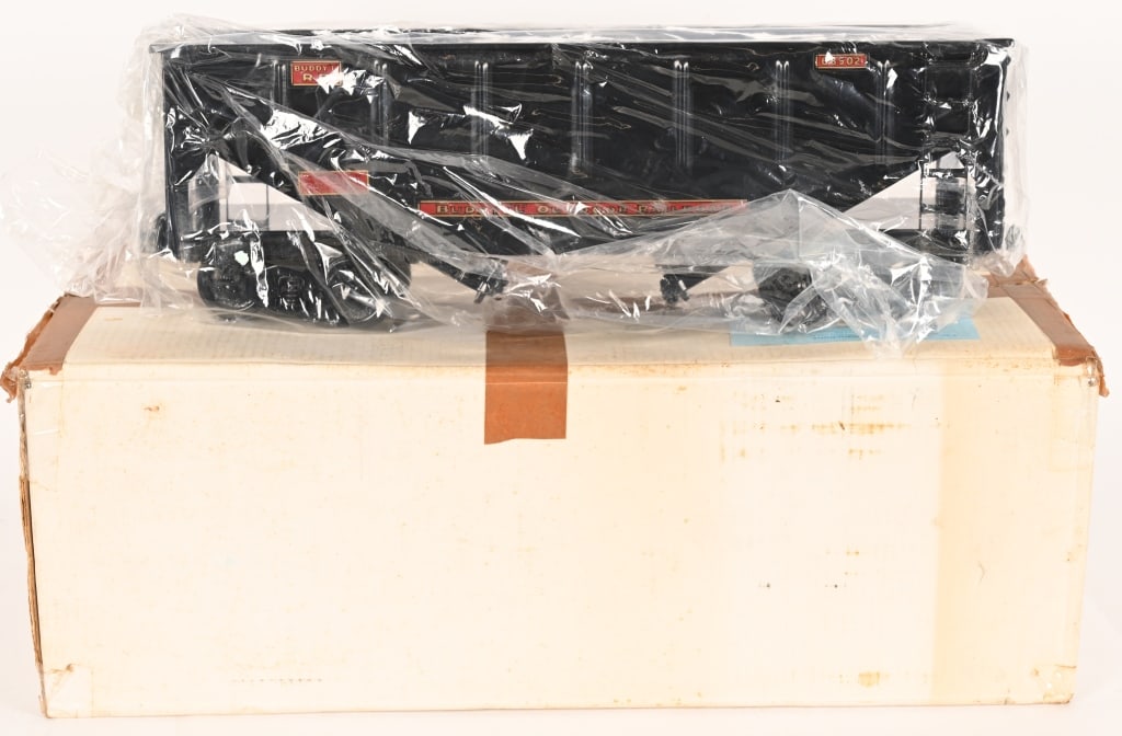 BUDDY L OUTDOOR RAILROAD HOPPER MIB: T-Reproductions Buddy L Outdoor Railroad Hopper Car. Boxed 25" Excellent
