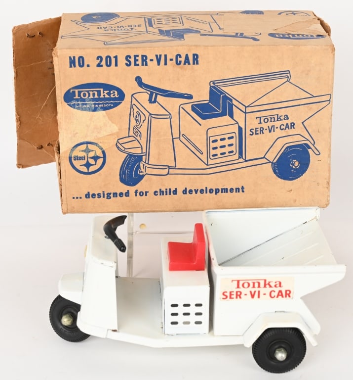 TONKA #201 TONKA SER-VI-CAR w/ BOX: #201 Tonka Ser-Vi-Car. All original with minor edge wear. Boxed 9 1/2" Excellent