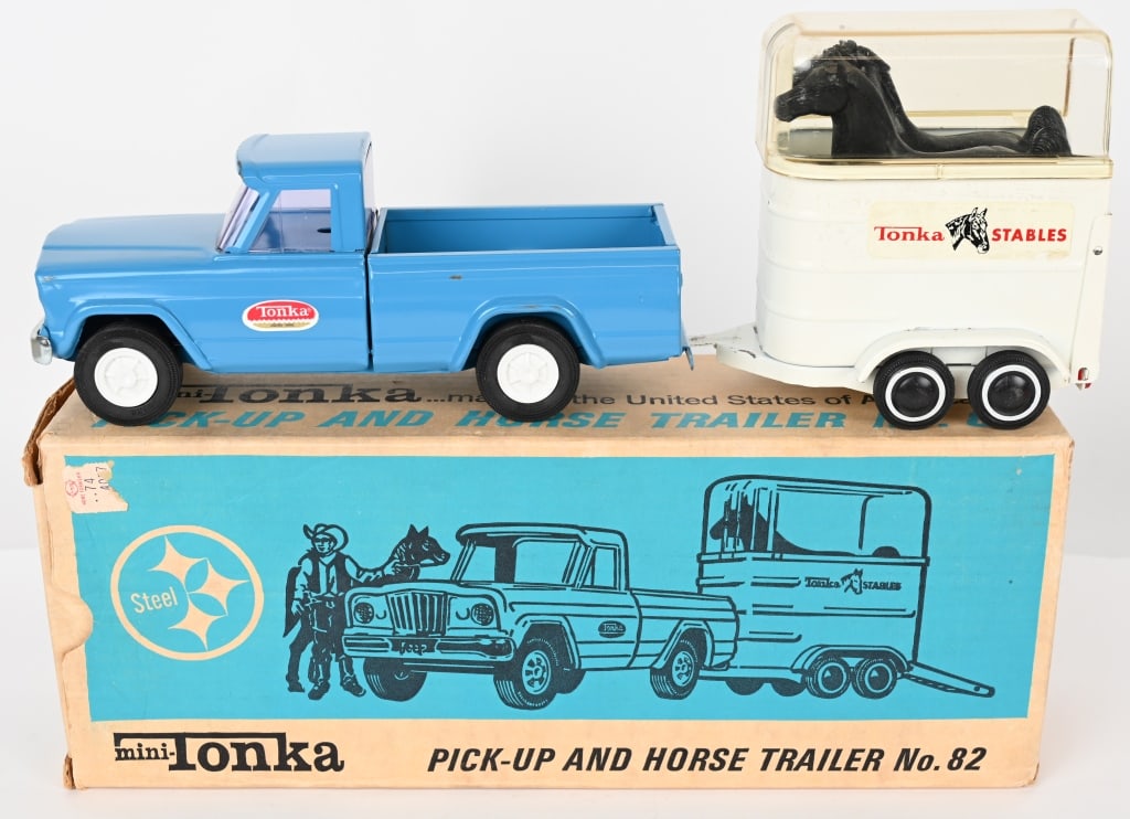 TONKA #82 JEEP PICKUP & HORSE TRAILER w/ BOX (1 of 9)
