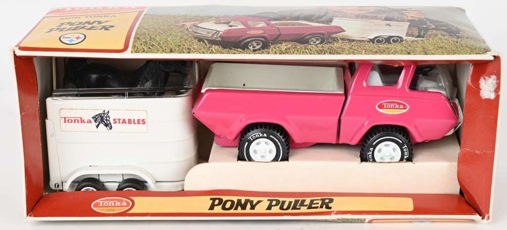 TONKA #1265 MINI PONY PULLER w/ BOX: #1265 Mini Tonka Pony Puller. With Horse. Never played with in Box. 14" Excellent