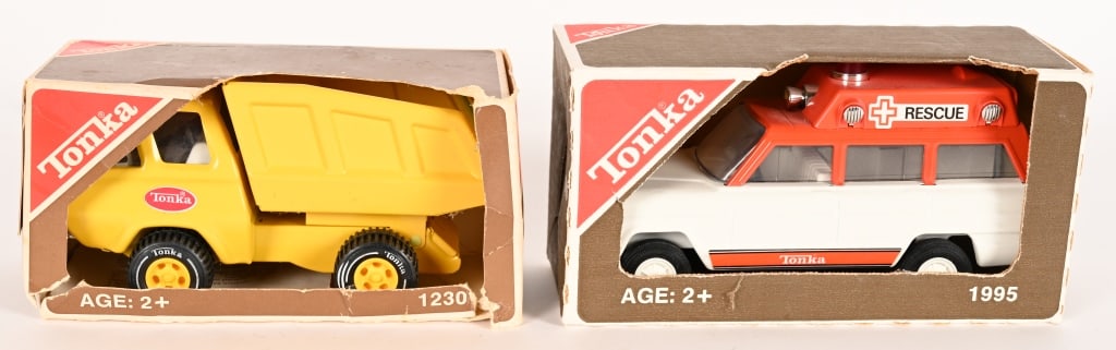 TONKA DUMP TRUCK & RESCUE VEHICLE w/ BOX (1 of 7)