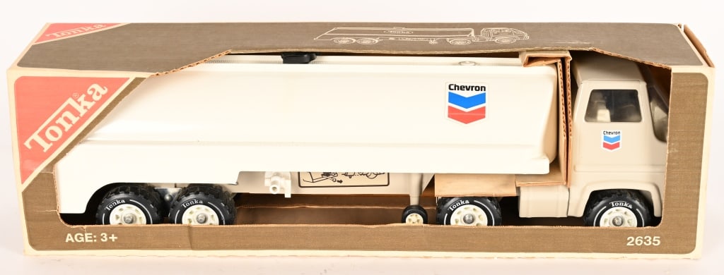 TONKA #2635 CHEVRON TANKER w/ BOX: #2635 Tonka Chevron Tanker. Never played with sealed in Box. 25" Near Mint
