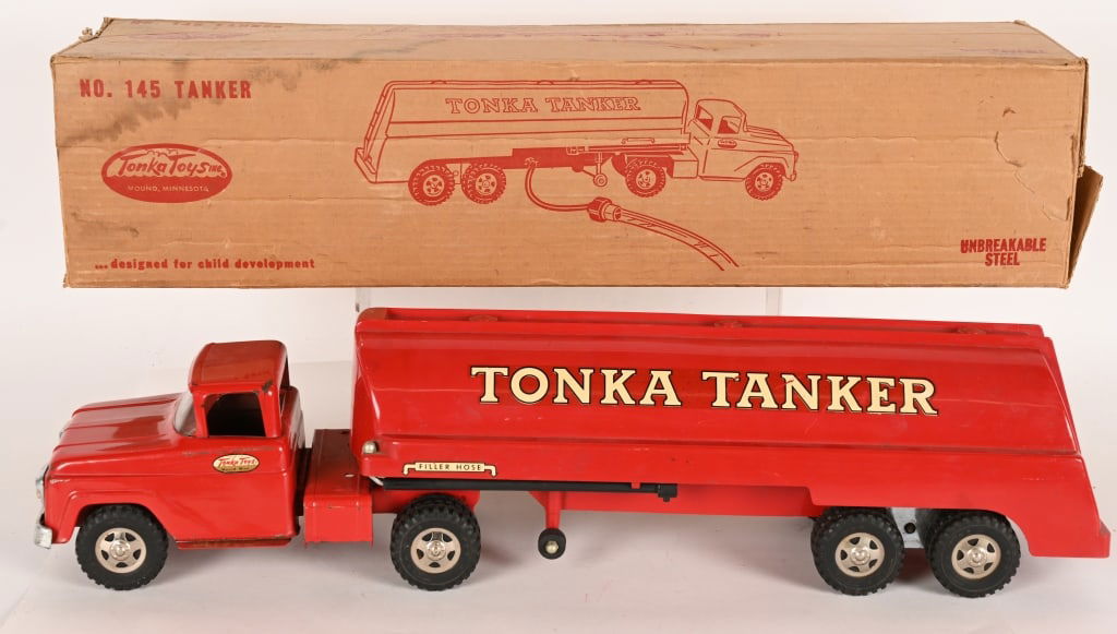 1960 TONKA TANKER w/ BOX: #145 Tonka Tanker. All original with some minor wear. Boxed 28" Excellent