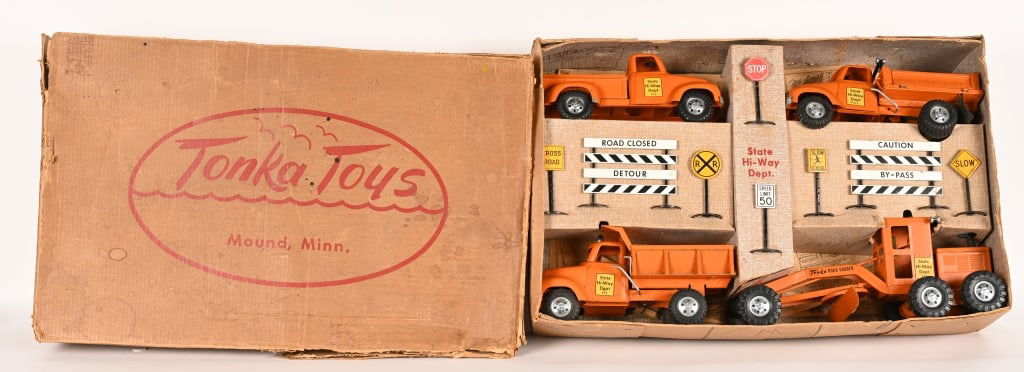 1956 TONKA #975-6 STATE HI-WAY DEPT SET w/ BOX (1 of 8)