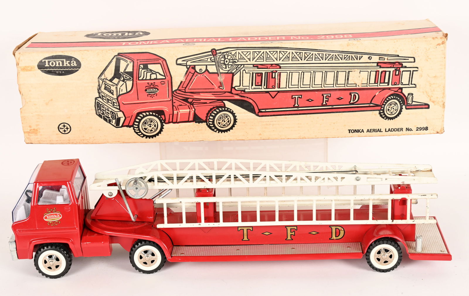 TONKA #2998 AERIAL LADDER TRUCK w/ BOX (1 of 8)