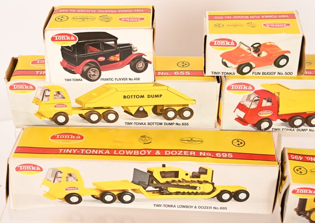 9- VINTAGE TONKA TINY TRUCKS w/ BOXES - 2