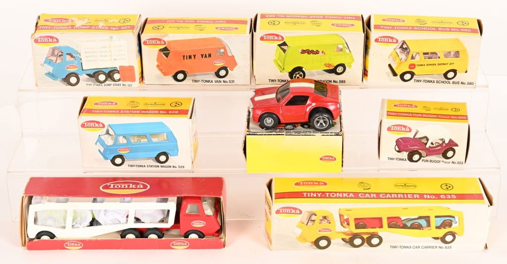 9- VINTAGE TONKA TINY TRUCKS w/ BOXES (1 of 3)