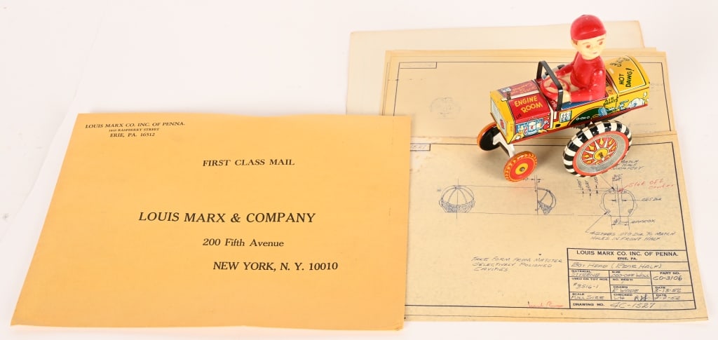 MARX WINDUP DIPSY DAN w/ MARX CONCEPT DRAWINGS (1 of 9)