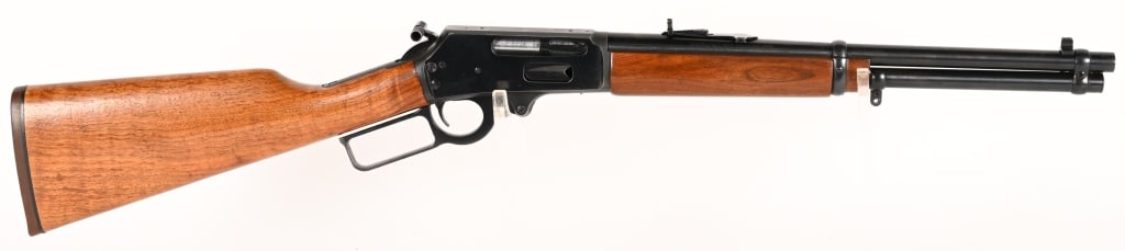 MARLIN MODEL 336 LTS LIGHTWEIGHT TEXAS STRAIGHT: SERIAL NUMBER: LTS01692 BARREL: 16" CALIBER" 30/30 WIN. MANUFACTURED: 1988 to 1989 Metal is blue steel with standard sights. Straight lever and cross bolt safety. Hardwood stock and forend with rubber