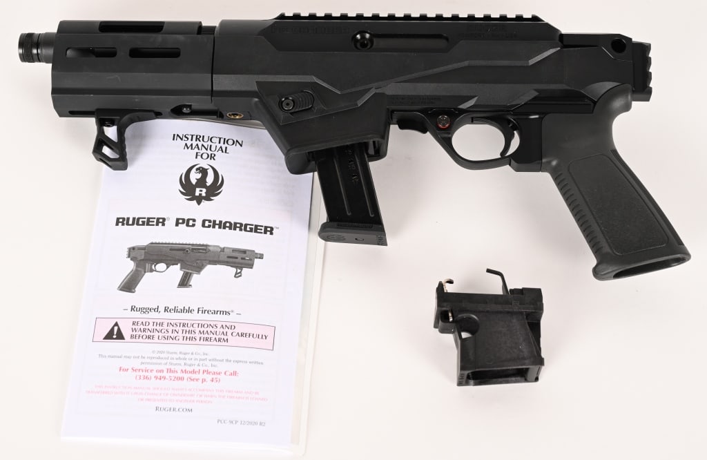 RUGER PC CHARGER PISTOL SEMI AUTOMATIC 9 MM: SERIAL NUMBER: 913-45296 BARREL: 6 1/2" CALIBER: 9 MM (9X19) MANUFACTURED: 2020's Made in the USA. Meet the Ruger PC Charger, a semi-automatic pistol that stands out with its blend of versatility, rel