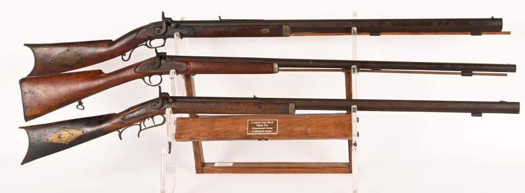 3- 19TH CENTURY PERCUSSION HALF STOCK RIFLES (1 of 20)