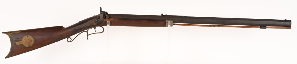 19TH CENTURY PERCUSSION HALF STOCK RIFLE (1 of 8)
