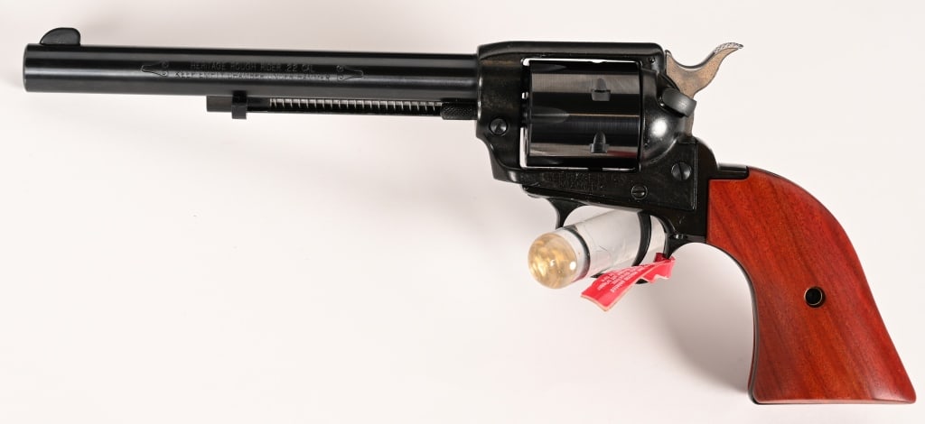 HERITAGE ROUGH RIDER .22 CAL REVOLVER: SERIAL NUMBER: 3BR048637. BARREL: 6 1/2". CALIBER: .22 LR. The Heritage Rough Rider .22 is a popular, affordable, American-made, single-action rimfire revolver inspired by Old West revolvers, known fo
